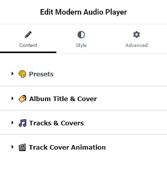Elementor Editor with Modern Audio Player Widget