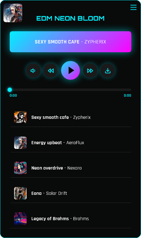Modern Audio Player - Full View