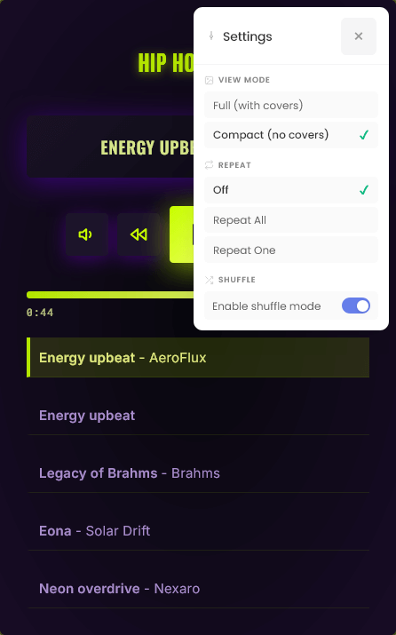 Repeat and Shuffle Icons